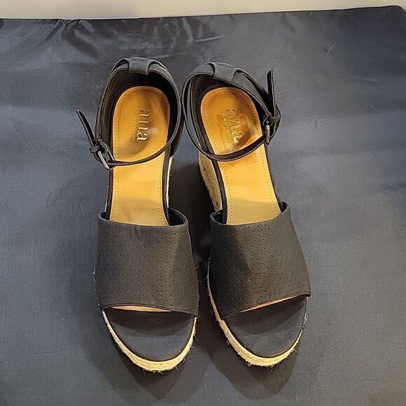 BRAND NEW A.N.A WOMEN'S OPEN TOE WEDGE ADJUSTABLE BUCKLE ANKLE STRAP SANDAL - Picture 4 of 14